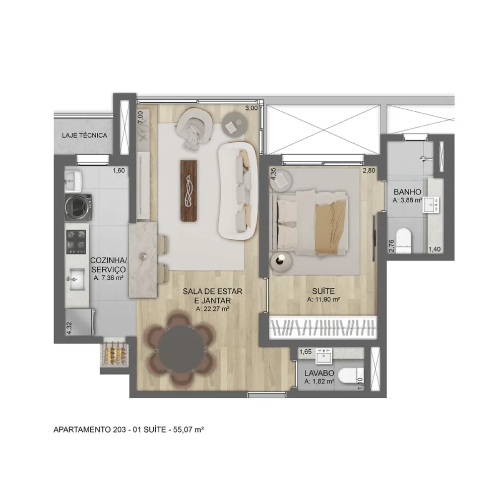 Apartamento Duplex 2 quartos sendo 2 suítes para venda no bairro Belvedere em Gramado